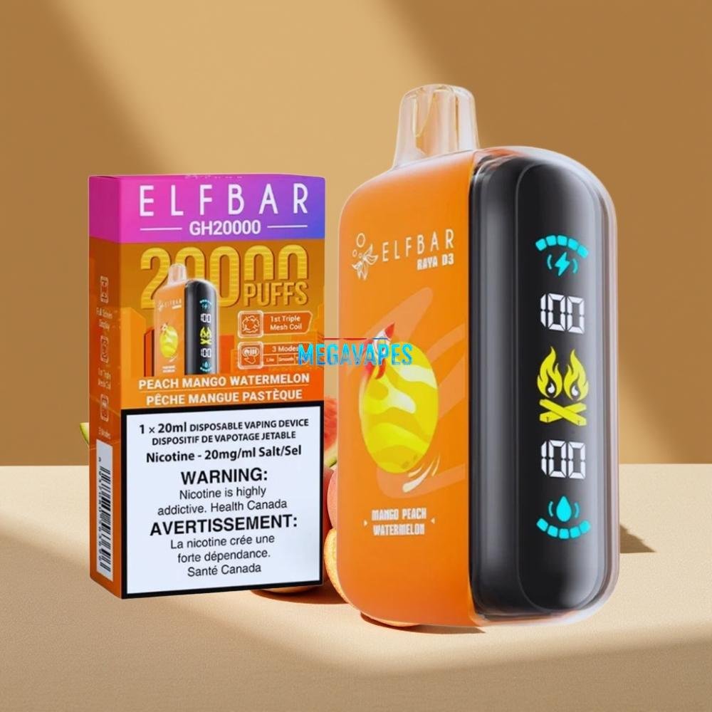 ELF BAR RAYA D3 25000 Puffs 23ml 5% Mango Peach Watermelon Disposable Vape - Image 2