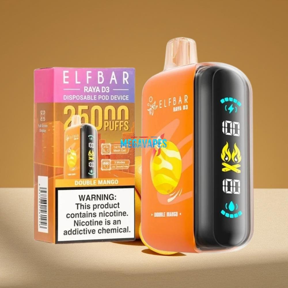 ELF BAR RAYA D3 25000 Puffs 23ml 5% Rechargeable Disposable Vape Double Mango - Image 2