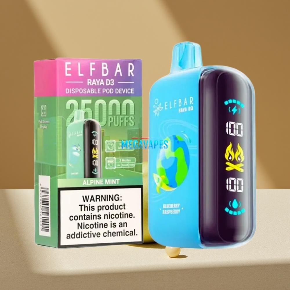 ELF BAR RAYA D3 25000 Puffs Rechargeable Disposable Vape with Type-C & Screen – Alpine Mint - Image 2