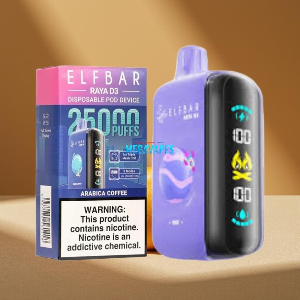ELF BAR RAYA D3 850mAh 23ml 25000 Puffs Disposable Vape Arabica Coffee - Image 2