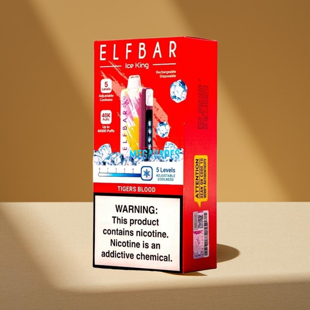 Elf Bar Ice King 40000 Puffs Rechargeable Disposable Vape with Adjustable Cooling & LCD Display – Tiger’s Blood - Image 2