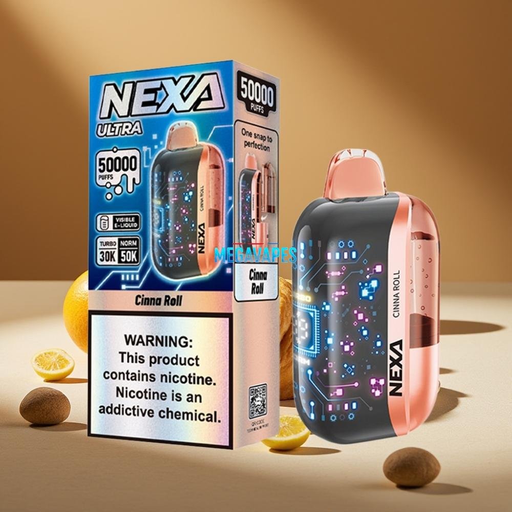 NEXA Ultra 50K Disposable Vape – 20mL 5% Cinna Roll, 800mAh, Dual Mesh Coil - Image 2