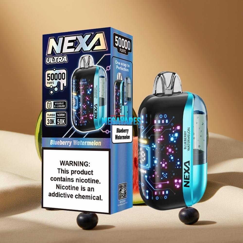NEXA Ultra 50K Disposable Vape – 20mL Prefilled, 5% Nicotine, Dual Mesh Coils, Blueberry Watermelon - Image 2