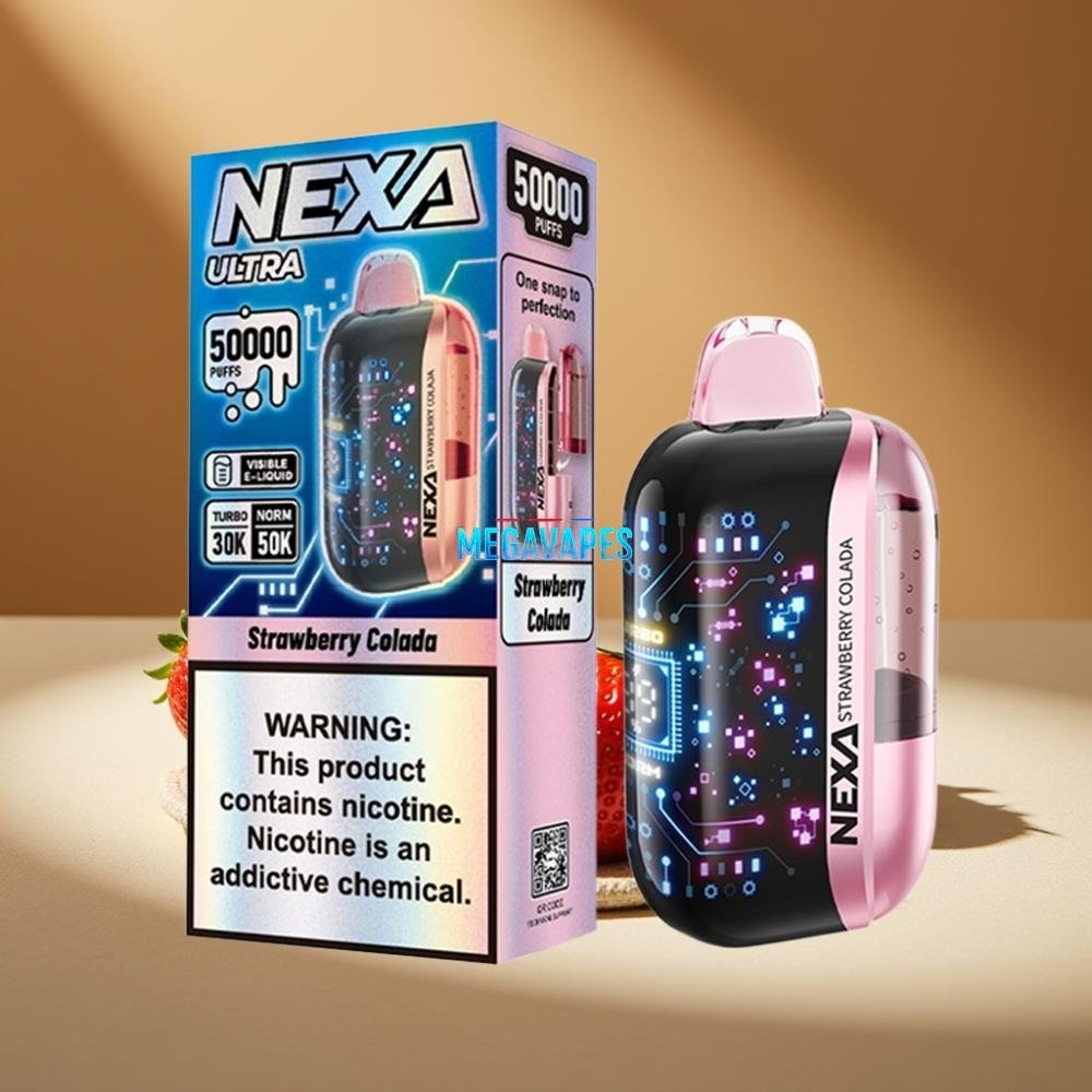 NEXA Ultra 50K Disposable Vape – 20ml, 5% Nicotine, Dual Mesh Coils, Strawberry Colada - Image 2