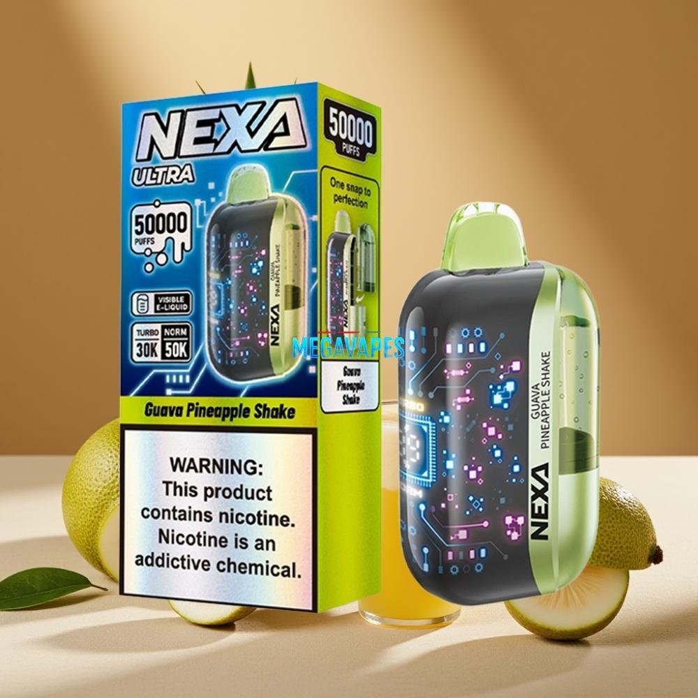 NEXA Ultra 50K Disposable Vape – 20ml, 5% Nicotine, Dual Mesh Coils, Type-C Charging, Guava Pineapple Shake - Image 2