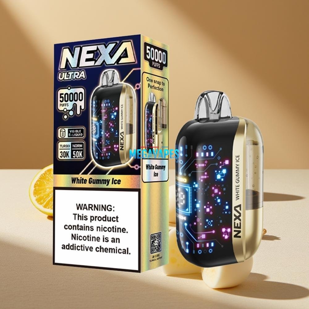 NEXA Ultra 50K Disposable Vape – 20ml, 5% Nicotine, Dual Mesh Coils, White Gummy Ice - Image 2