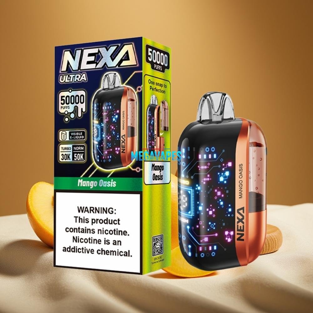 NEXA Ultra 50K Disposable Vape – 20ml Prefilled, 5% Nicotine, 0.9ohm Dual Mesh, Mango Oasis - Image 2
